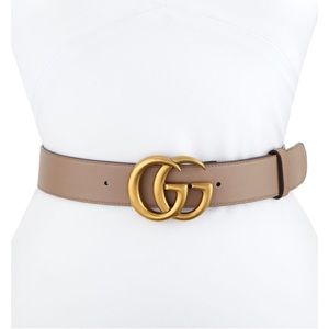 Gucci Leather Belt With Double G Buckle Rose color -Authentic